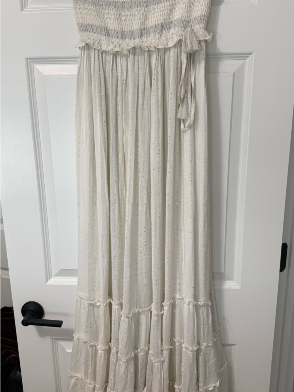 PQ Swim Cream Smocked Tiered Maxi Coverup